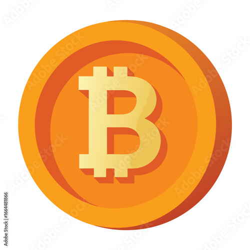 A Bitcoin coin in orange with an embossed "B" symbol, a modern and professional icon for cryptocurrency and technology.