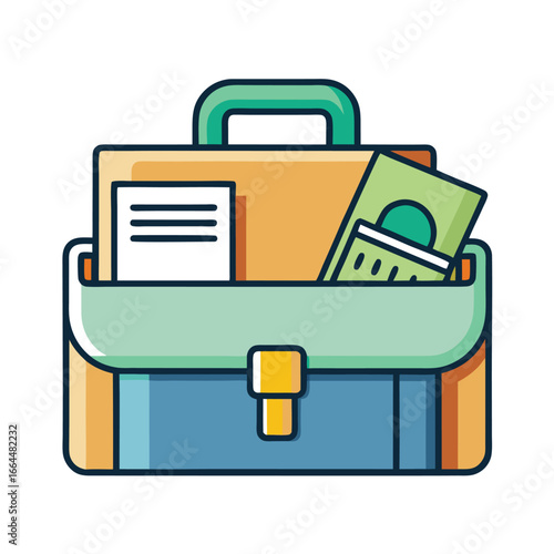A briefcase icon filled with dollar bills and documents, a professional and elegant icon for finance, business, and wealth.