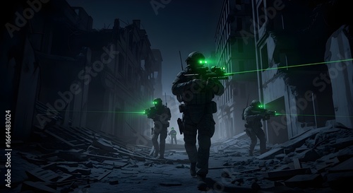 Special Forces Night Operation in a War-Torn City 