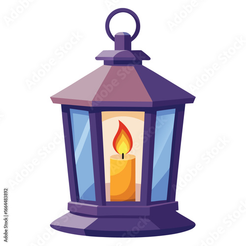 A christmas candle lantern with a glowing light, a cozy and warm icon for holiday evenings and festive spirit.