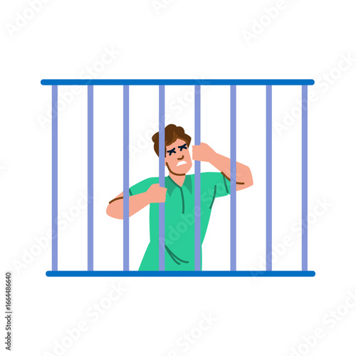 Prisoner grabbing jail bars showing anger and frustration