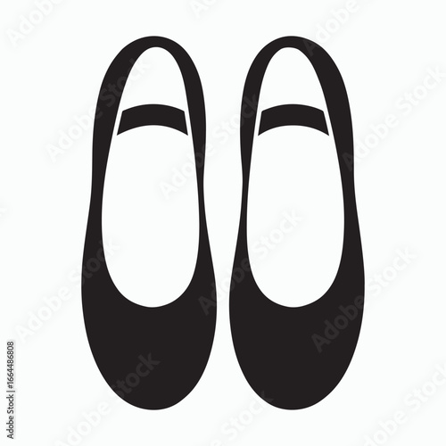 Solid ballet flats icon isolated on white background