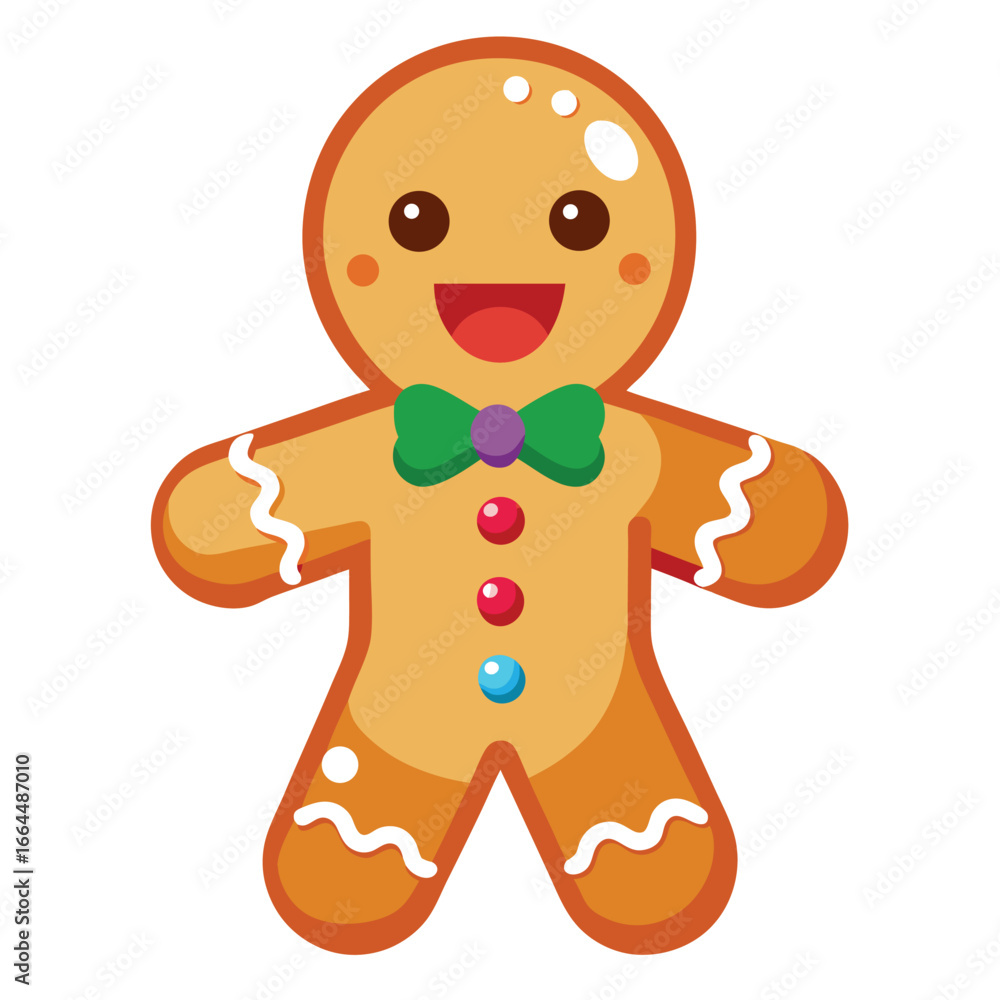 Obraz premium A cozy gingerbread man cookie with icing decorations, a festive and sweet treat for the holiday season and christmas.