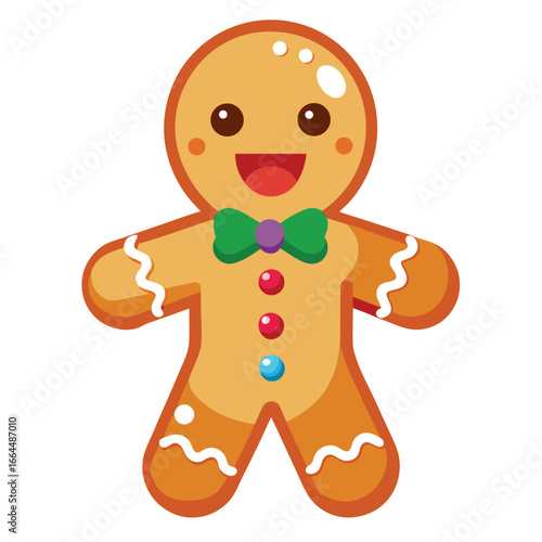 A cozy gingerbread man cookie with icing decorations, a festive and sweet treat for the holiday season and christmas.