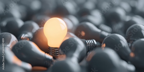 The Light Bulb That Shines Among Dark Bulbs Symbolizing Innovation and Creative Leadership