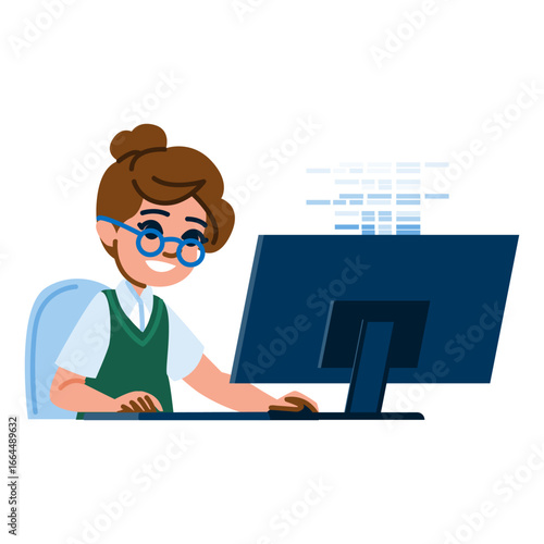 Young programmer writing code on computer, efficient software development