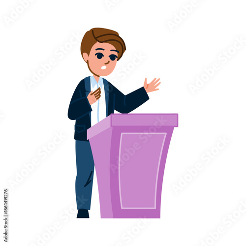 Young politician giving a speech at the podium