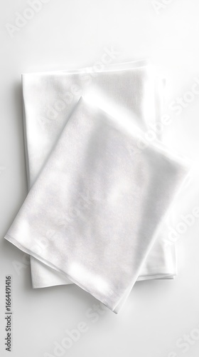 Wallpaper Mural Stacked Crisp White Cotton Napkins on White Background, Minimalist Aesthetic, Table Linens Torontodigital.ca