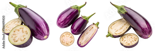 Wallpaper Mural Set of purple color eggplant isolated on a transparent background Torontodigital.ca