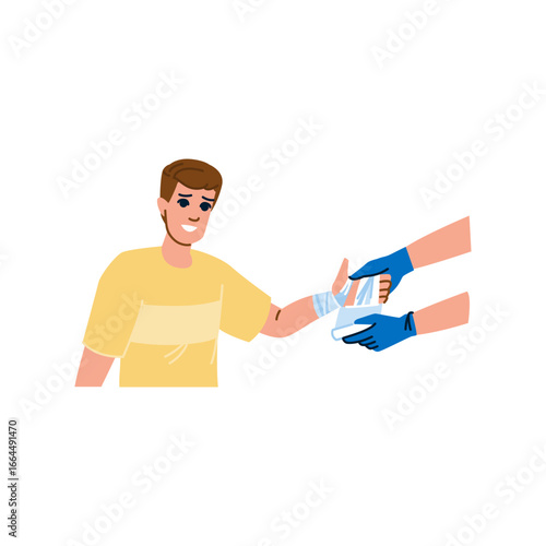 Doctor bandaging patient's arm after injury