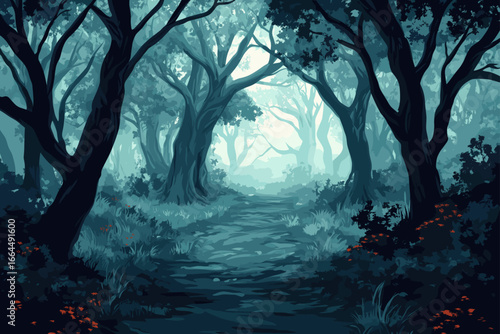 Mysterious Foggy Forest Path