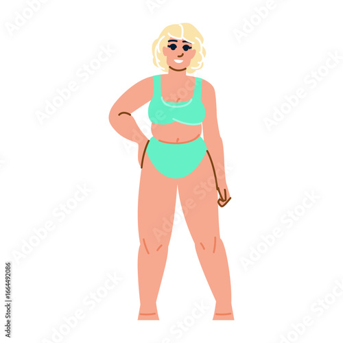 Curvy woman wearing swimsuit promoting body positivity and self acceptance