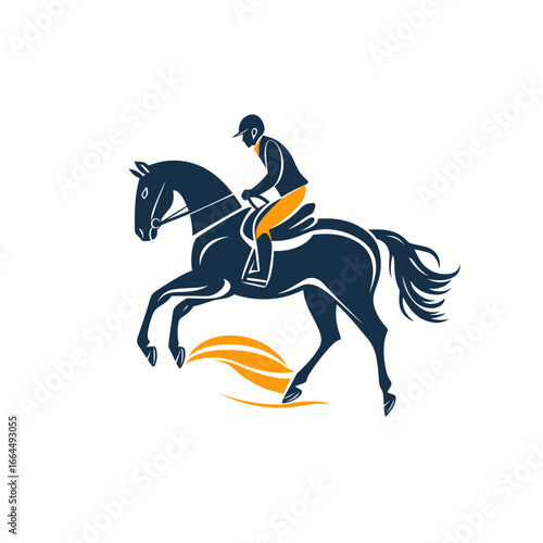 Elegant silhouette of a horse rider in motion