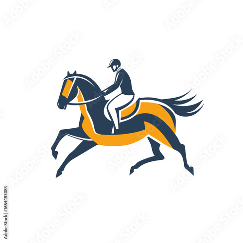Elegant silhouette of a horse rider in motion