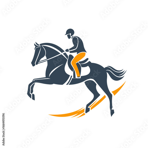 Elegant silhouette of a horse rider in motion