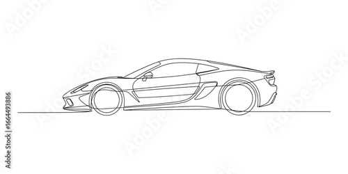 A sleek, continuous line drawing of a modern supercar, showcasing automotive design in a minimalist style.