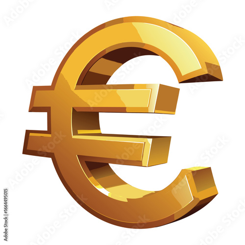 A golden Euro symbol icon in a 3D metallic design, a clean and professional symbol for european currency and finance.