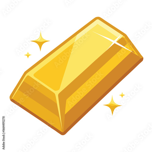 A glossy gold ingot icon with a glowing metallic shine, a stunning symbol of great wealth, value, and luxury.