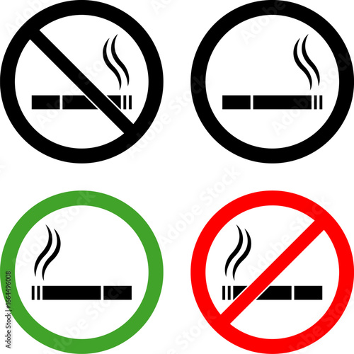 No Smoking sign. No Smoking And Smoking Area symbol isolate on white background - printable set silhouette icon design