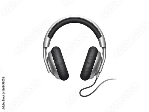 Modern silver and black over-ear headphones with integrated microphone for audio and gaming