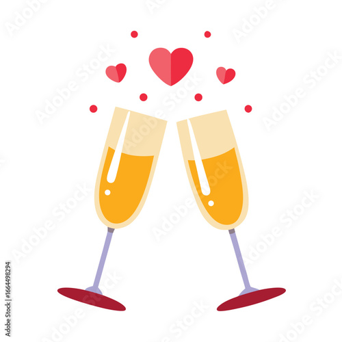 A pair of champagne glasses clinking together, a festive and celebratory icon for new year's, anniversaries, and parties.