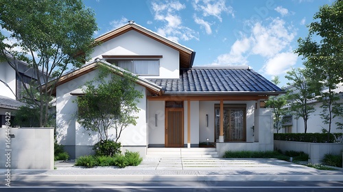 Simple Japanese-style House Under a Cloudy Sky / 曇り空の下に建つシンプルな和風住宅