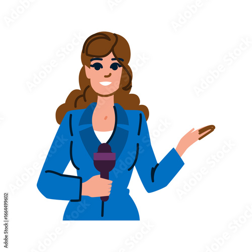 Journalist holding microphone reporting breaking news directly from media briefing