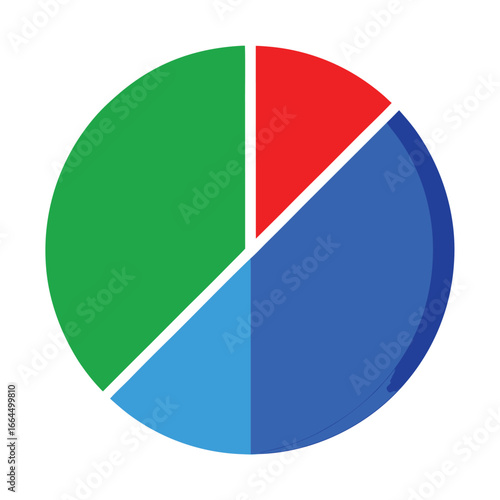 Free Download A clean pie chart icon with three colored segments in red, blue, and green, a simple symbol for data and statistics. - GFXLoad