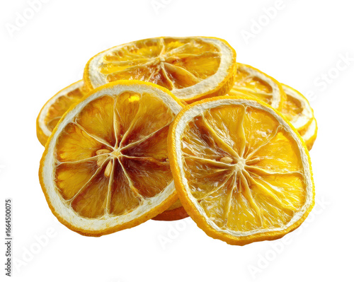 Sliced dried lemon display bright food, isolated on transparent background, png