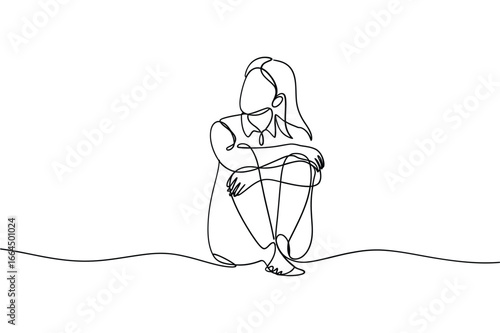Solitary figure drawn with a single continuous line