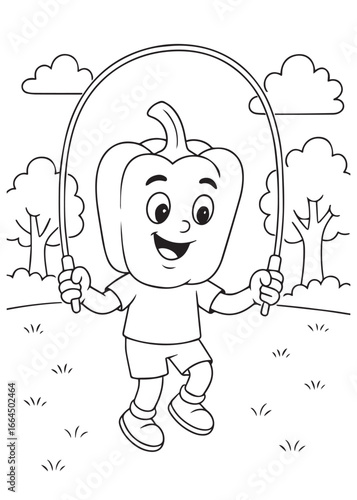coloring book paprika jumping rope happily.