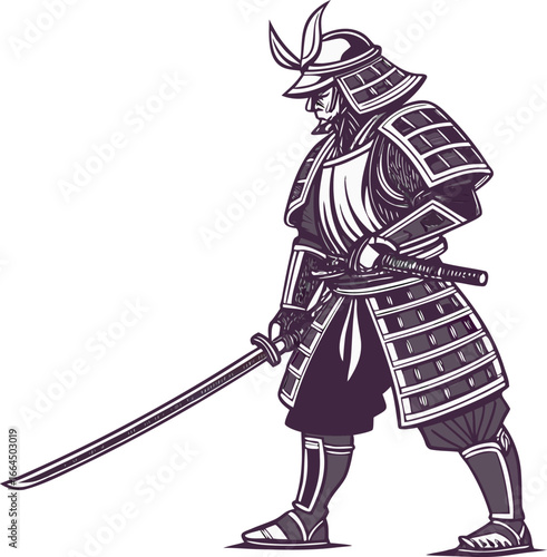 japanese samurai warrior in traditional armor 
