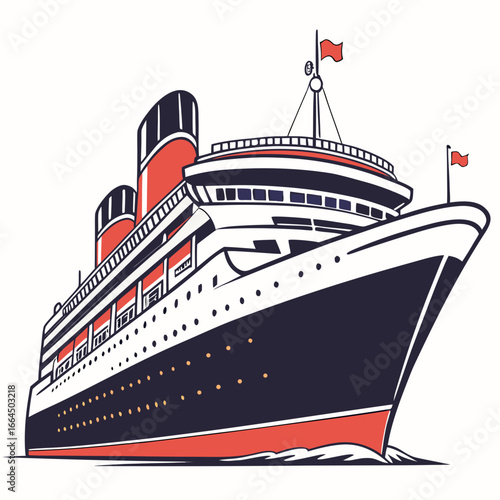 Cruise Ship Vector | Generative AI Linocut Silhouette Design for Travel and Nautical Illustrations