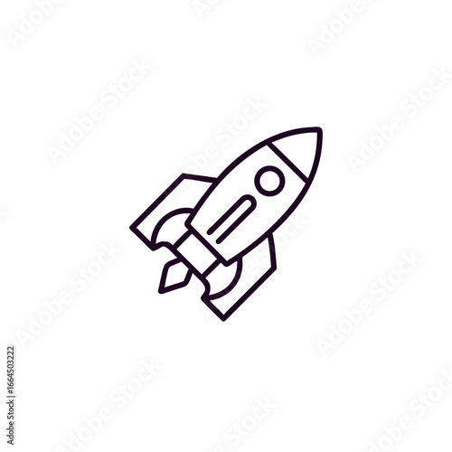 Vector art of line art rocket ship blasting off