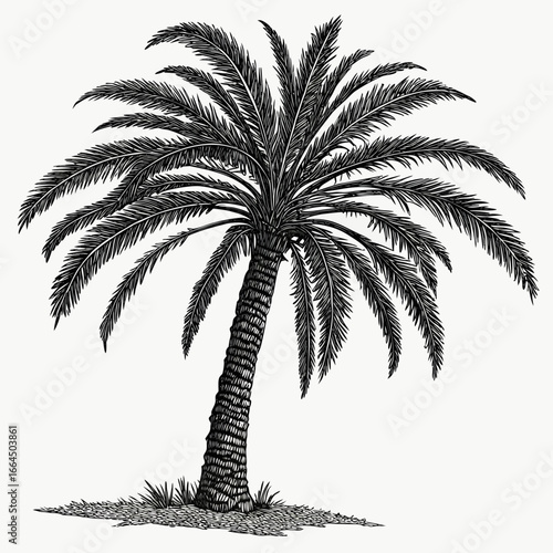 Palm Tree Vector | Generative AI Silhouette & Linocut Design