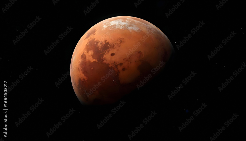 Fototapeta premium On Mars Image in Space – Red Planet Landscape Background