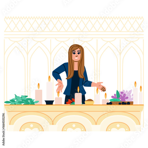 Fortune teller reading tarot cards and burning incense in spiritual atmosphere