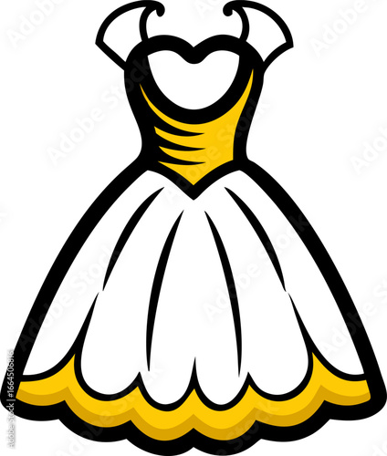 Elegant ballroom gown with puffed shoulders and corset waist
