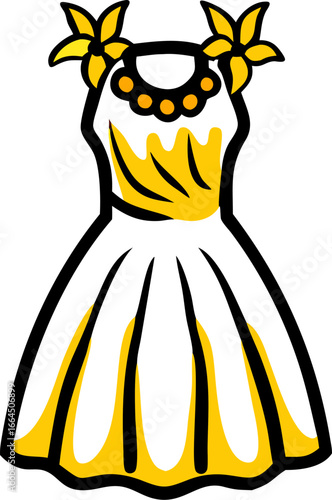 Hawaiian hula dress with flower crown isolated on white background