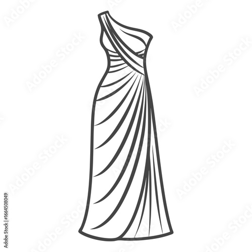 Elegant one shoulder asymmetrical gown with flowing fabric design