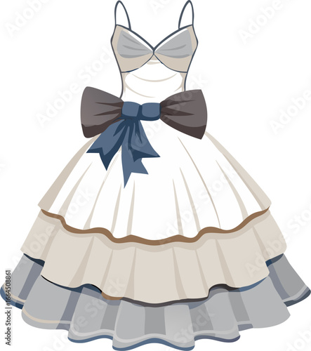 Elegant tiered tulle gown with back bow design