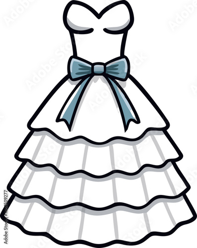 Elegant tiered tulle gown with back bow design