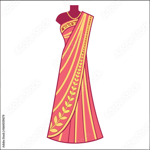Traditional indian saree fancy dress costume isolated on white background
