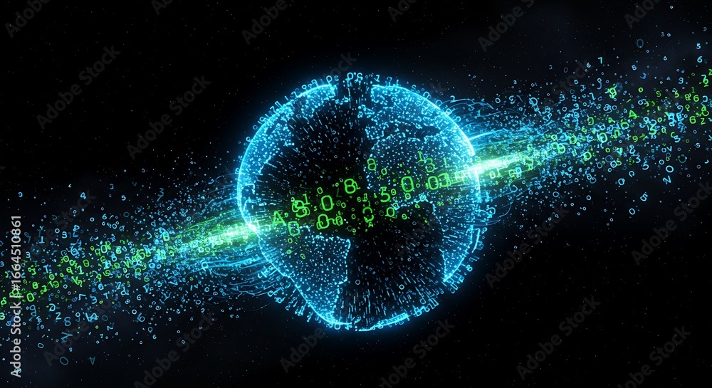 Obraz premium Digital Planet: Binary Orbit