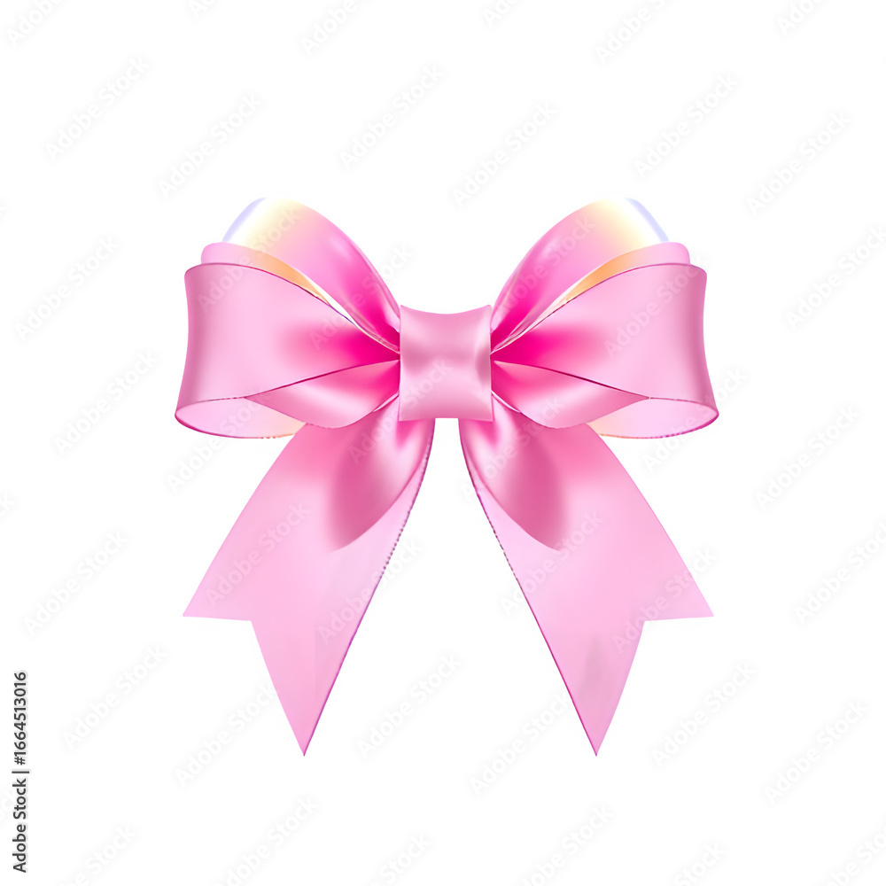 Fototapeta premium Rainbow Reflection Crystal Pink Ribbon PNG