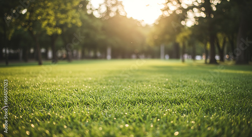 Golden Hour Sunlight on Lush Green Grass