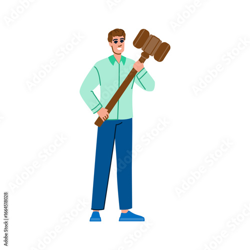 Lawyer holding gavel, symbolizing justice and law