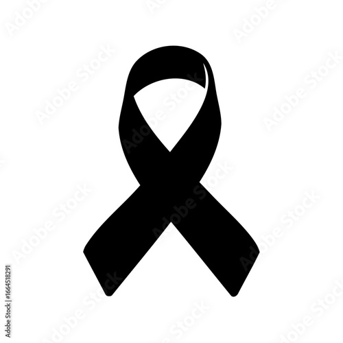 Black awareness ribbon, a symbol of mourning, support, and solidarity