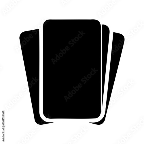 Pile of multiple blank business cards or playing cards icon silhouette