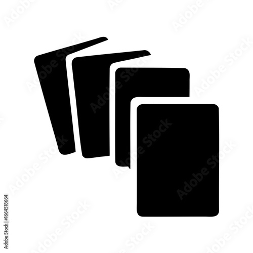 Black and white illustration of four cards fanning from left to right